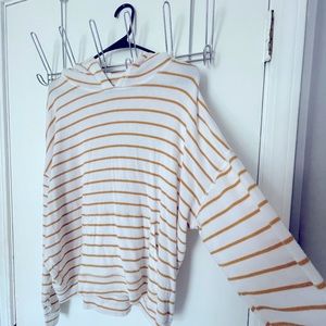 American Eagle Soft and Sexy Plush White and Yellow Striped Sweatshirt - size XL